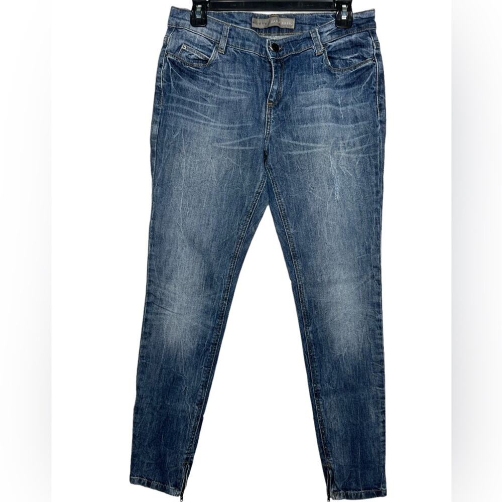 Zara Basic dark blue zippered hem jeans size 8